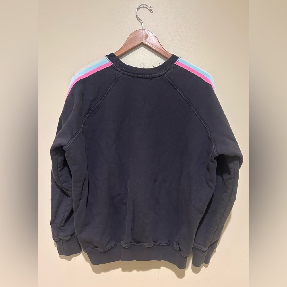 Spiritual Gangster Black 'Happy' Sweatshirt with Rainbow Stripes Size Large - Picture 3 of 4